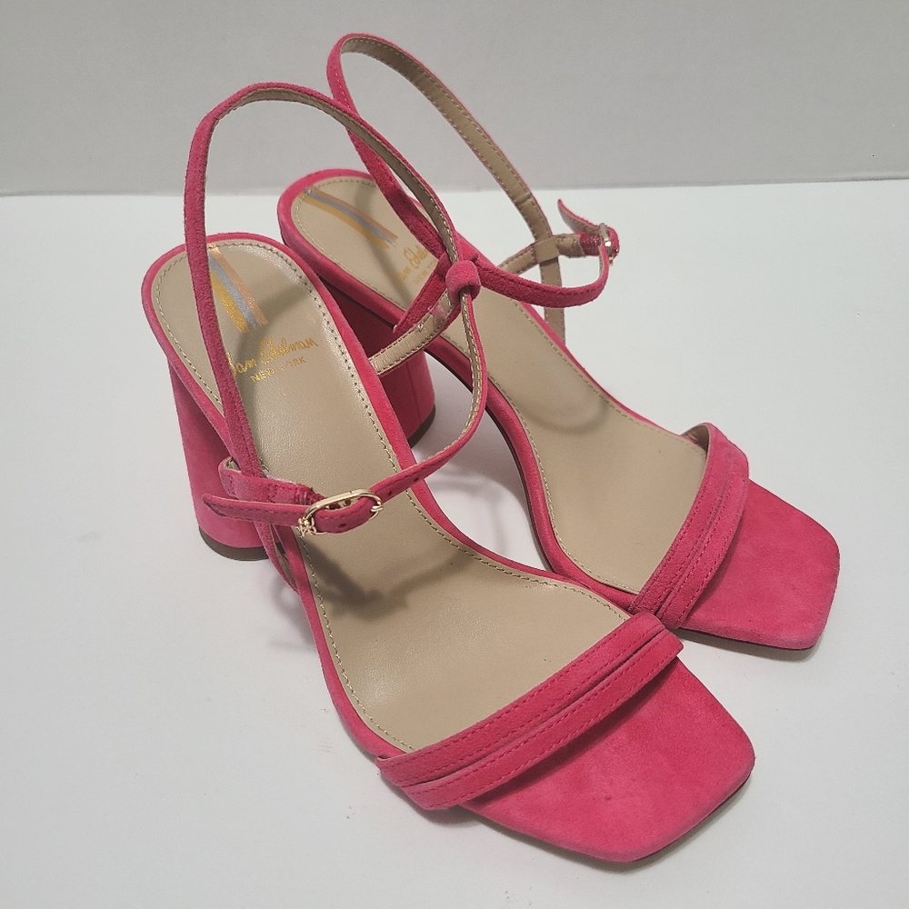 Sam Edelman Dahlia Pink Suede Kit Slingback Block Heel Sandal